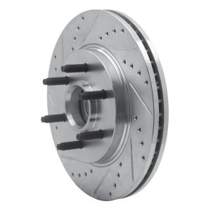 Ford F-150 Brake Rotor (1) - Front Left - R1 Concepts - Drilled & Slotted - Silver - `04-`08